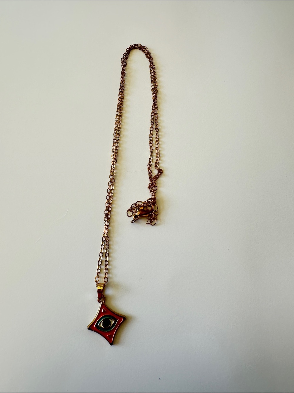 Red Enamel Evil Eye Pendant Necklace - Unbranded